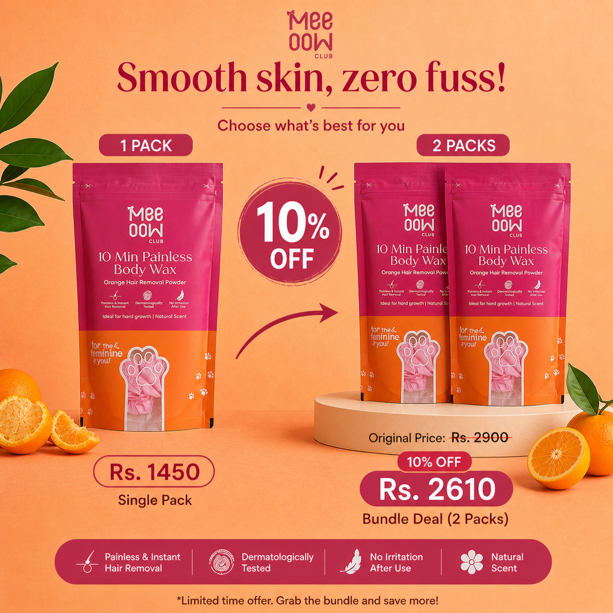 4-in-1 Turmeric Bikini Hair Removal Wax Powder Mask | Free Delivery