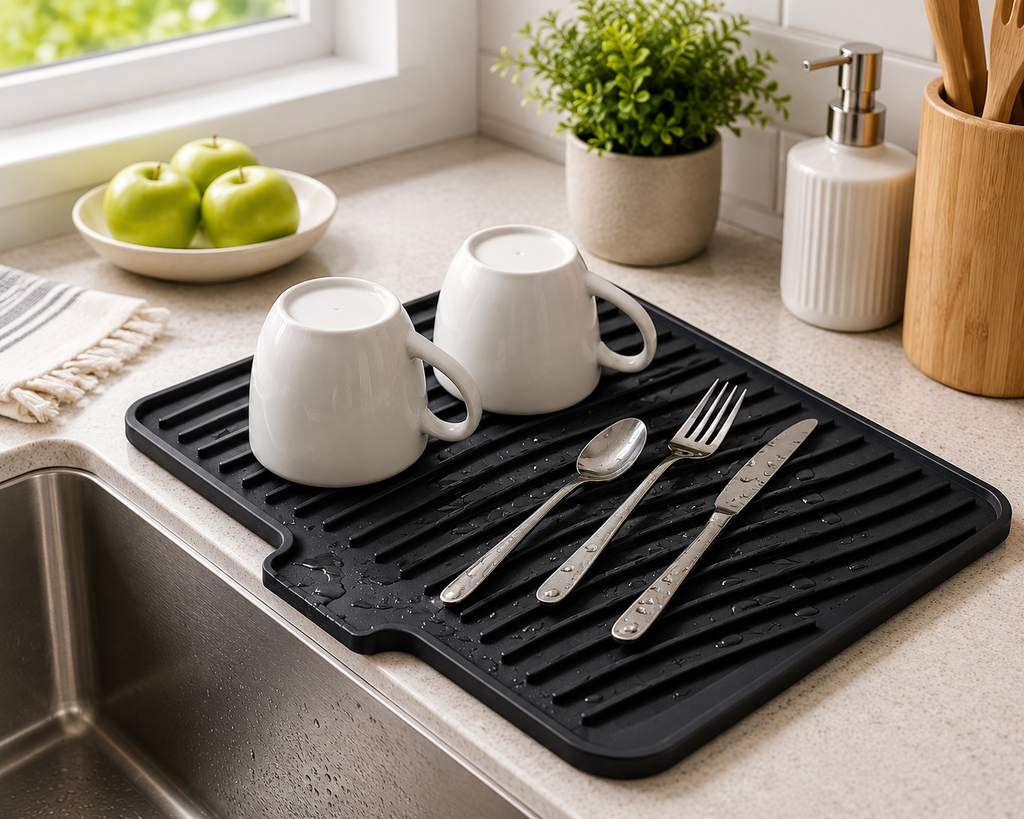 Silicone Dish Drying Mat – Non-Slip Heat-Resistant Kitchen Drying Pad