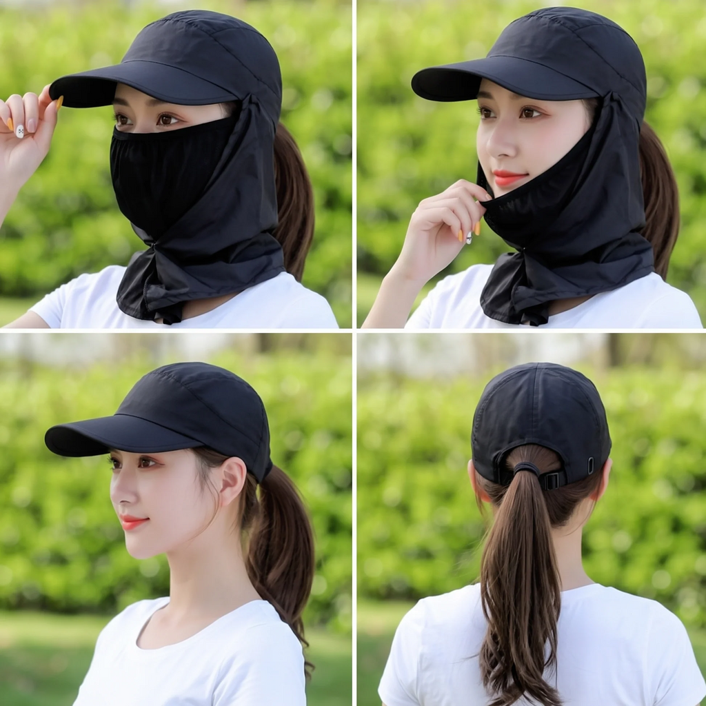 Unisex UV Protection Sun Hat with Face Cover | Breathable Summer Outdoor Cap for Men & Women