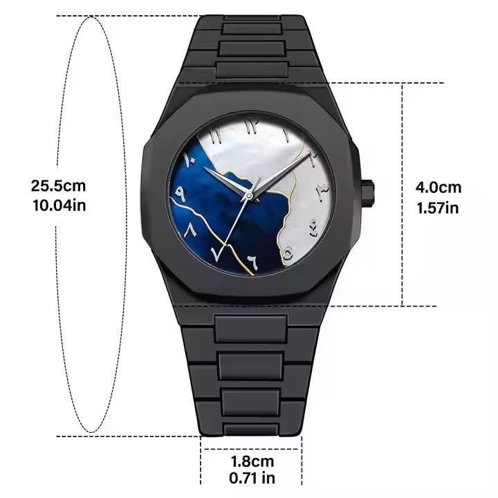 New Arabic Aura Watch Black Modern Creative Design Waterproof - My Store