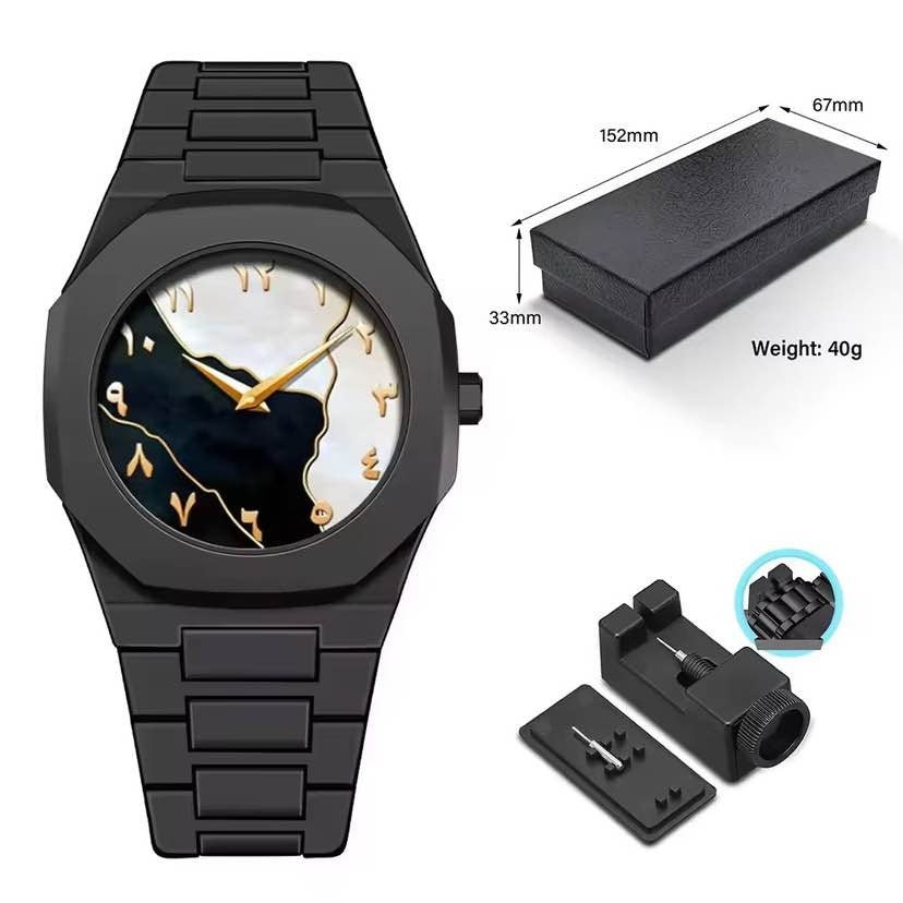 New Arabic Aura Watch Black Modern Creative Design Waterproof - My Store