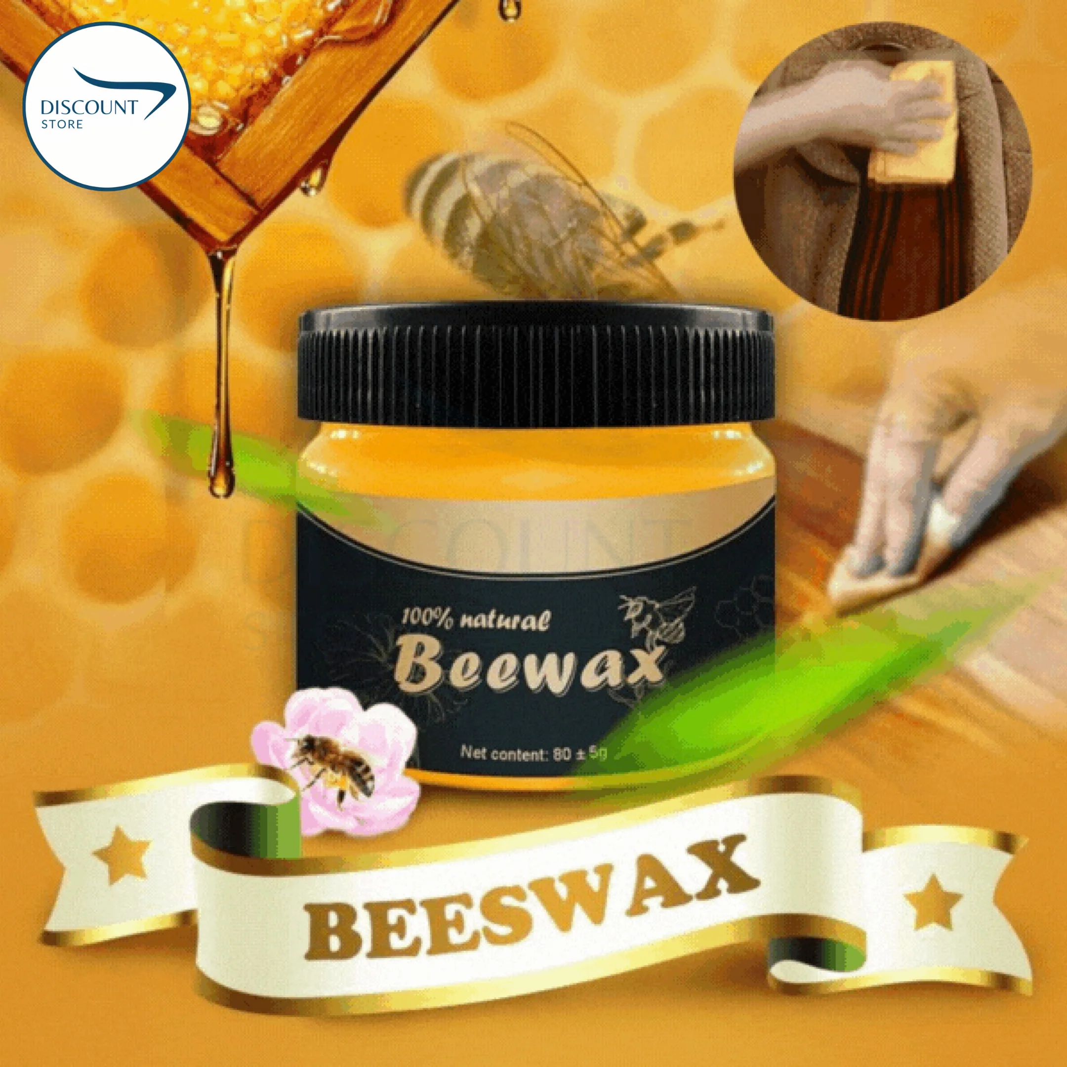 Seasoning Bee Wax With Sponge Wood Polish and Cleaner