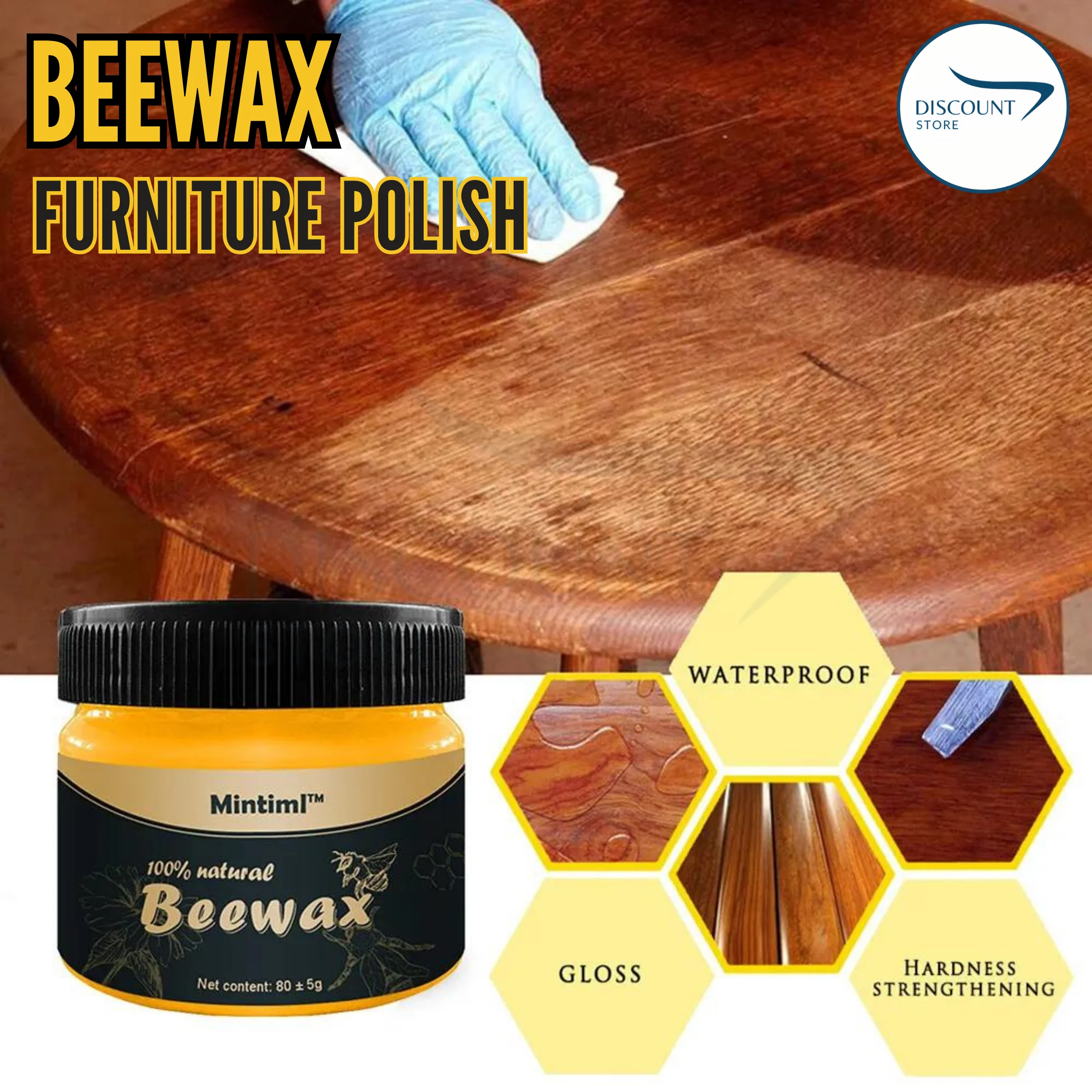 Seasoning Bee Wax With Sponge Wood Polish and Cleaner